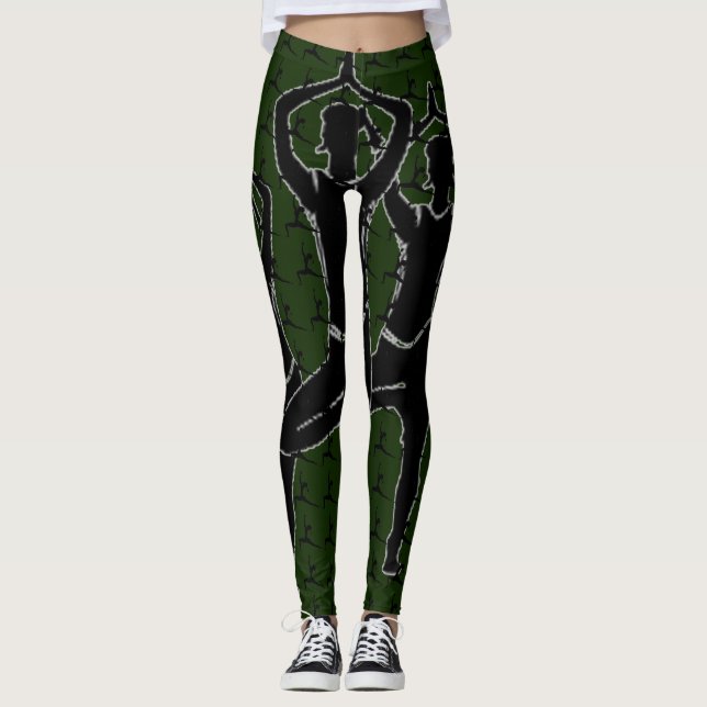 Yoga Pose Silhouette Leggings (Front)