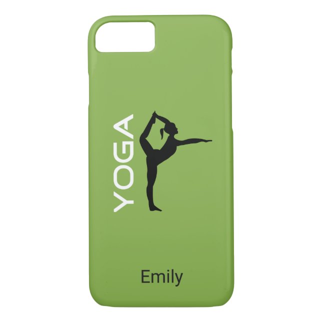 Yoga Pose Silhouette on Green Personalised Case-Mate iPhone Case (Back)