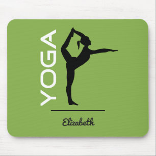 Yoga Pose Silhouette on Green Personalised Mouse Mat