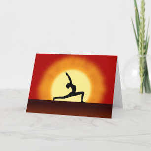Yoga Pose Silhouette Sunrise Greeting Cards