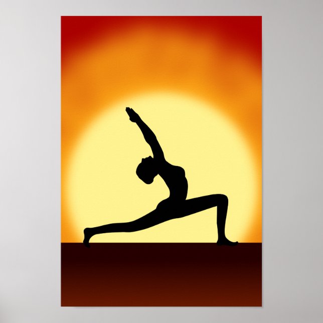 Yoga Pose Silhouette Sunrise Portrait Art Prints (Front)