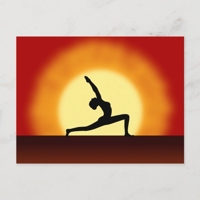 Yoga Pose Silhouette Sunrise Post Cards (Front)