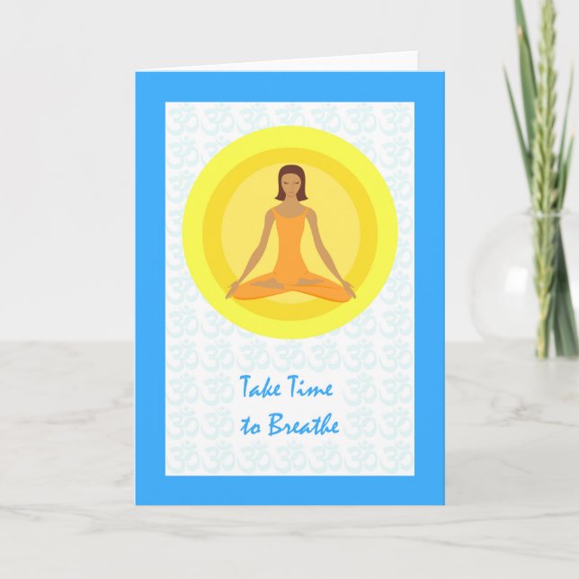Yoga Pose,Take Time to Breathe Encouragement Card (Front)
