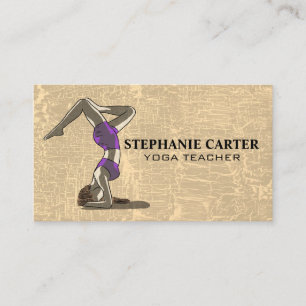 Yoga Pose Textured Grey Business Card