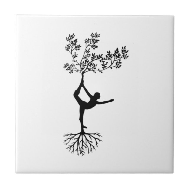 Yoga Pose Tree Roots Ceramic Photo Tile (Front)