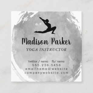 Yoga Pose Watercolor Brushed Square Business Card