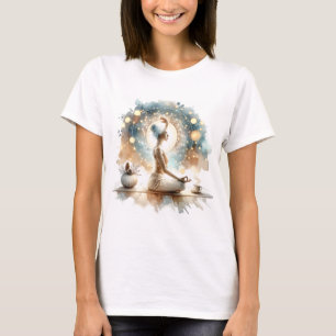 Yoga pose woman seated brown calm art T-Shirt