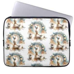 Yoga pose woman seated brown calm laptop sleeve