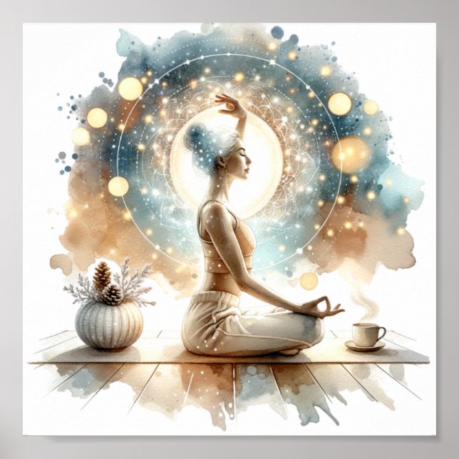 Yoga pose woman seated brown calm wall art (Front)