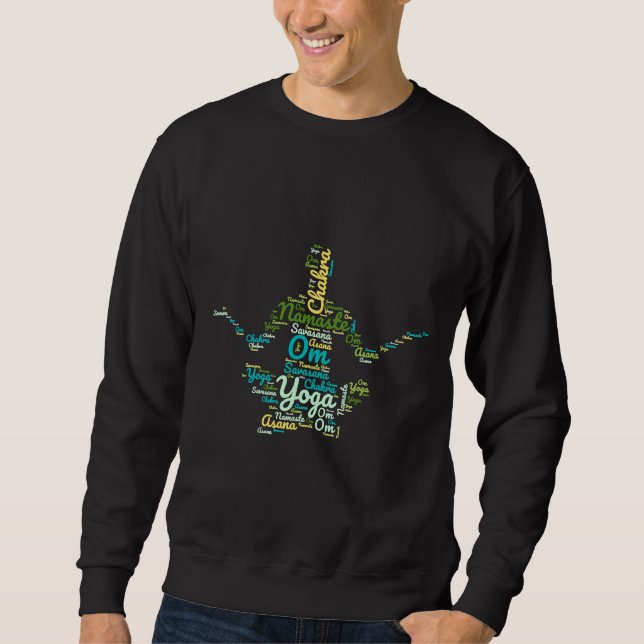 Yoga Pose Word Cloud Colourful Yoga Word Cloud Sweatshirt (Front)