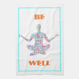 Yoga Pose Word Cloud Personalised Tea Towel