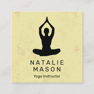 Yoga Pose Yellow Texture Square Business Card