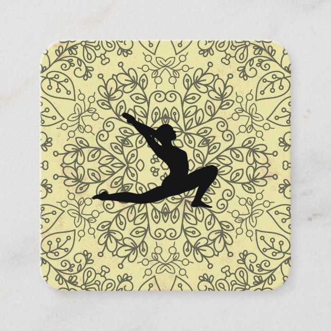 Yoga Pose | Yoga Instructor Square Business Card (Front)