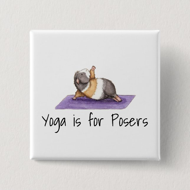 Yoga Posers Funny Guinea Pig 15 Cm Square Badge (Front)