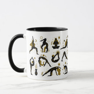 Yoga Poses Black & Gold  Mug