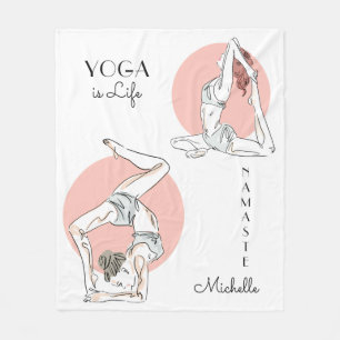 Yoga Poses custom name & text fleece blanket