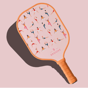 Yoga Poses Fun & Cute Pink Personalised  Pickleball Paddle