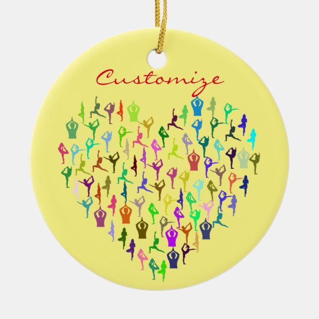 Yoga Poses Heart Thunder_Cove Ceramic Tree Decoration (Front)