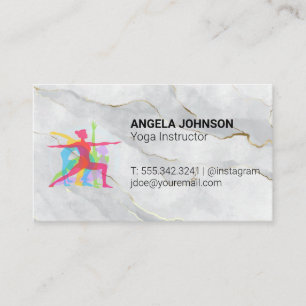Yoga Poses Logo Marble Business Card