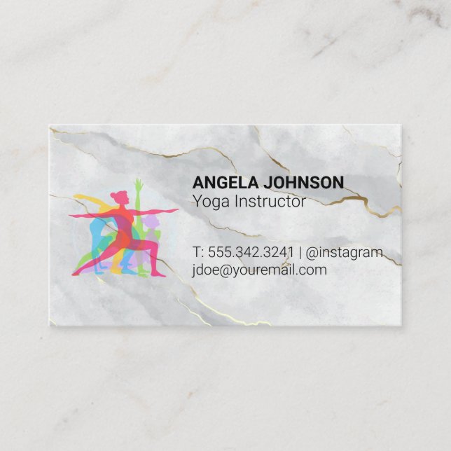 Yoga Poses Logo | Marble Business Card (Front)