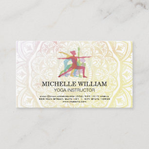 Yoga Poses Mandala Pattern Business Card