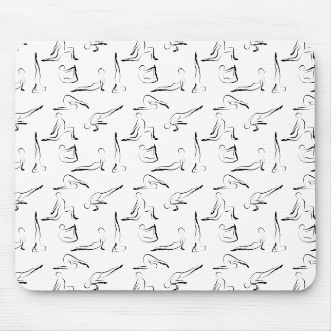 Yoga poses pattern mouse mat (Front)