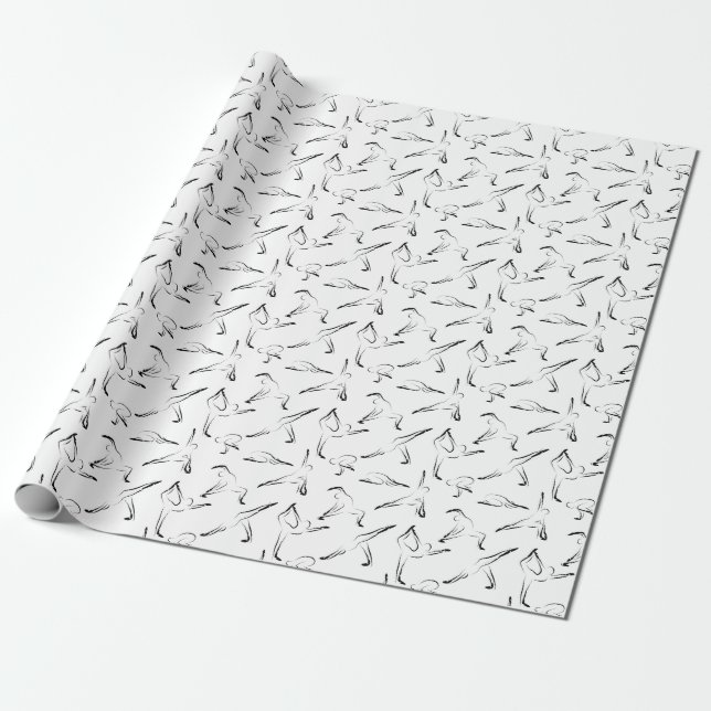 Yoga poses pattern wrapping paper (Unrolled)