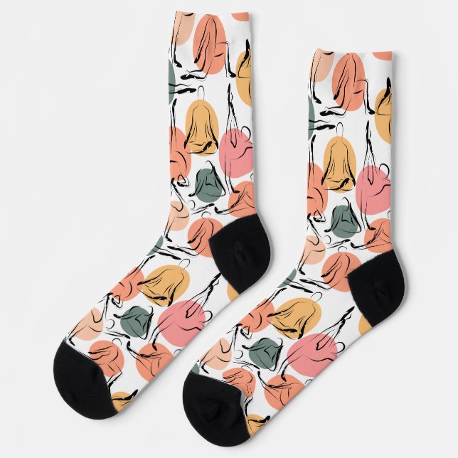 Yoga poses pattern | Yoga seamless pattern 13 Clas Socks (Left)