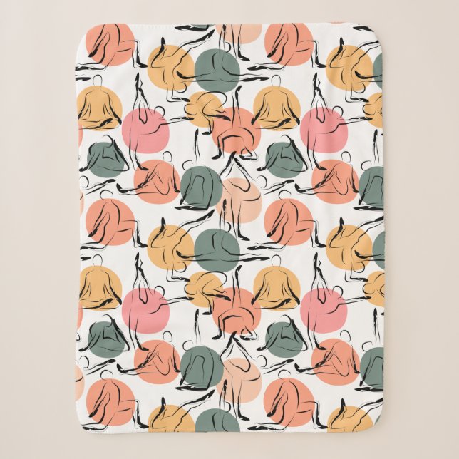 Yoga poses pattern | Yoga seamless pattern 13 Sherpa Blanket (Front)