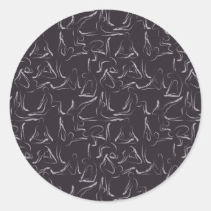 Yoga poses pattern   Yoga seamless pattern 15 Classic Round Sticker