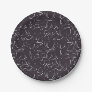 Yoga poses pattern Yoga seamless pattern 15 Paper Plate