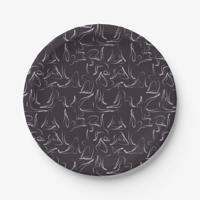 Yoga poses pattern | Yoga seamless pattern 15 Paper Plate (Front)
