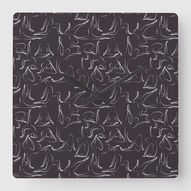 Yoga poses pattern | Yoga seamless pattern 15 Square Wall Clock (Front)