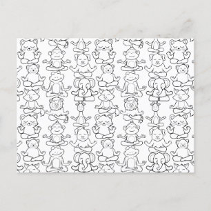 Yoga poses pattern Yoga seamless pattern 16 Postcard