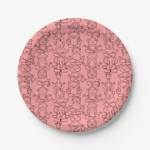 Yoga poses pattern Yoga seamless pattern 17 Paper Plate
