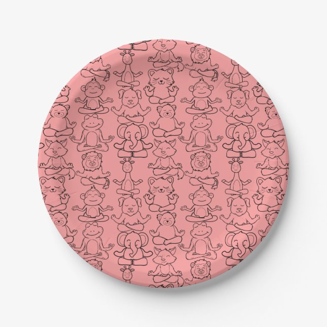 Yoga poses pattern | Yoga seamless pattern 17 Paper Plate (Front)