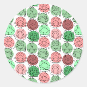 Yoga poses pattern   Yoga seamless pattern 18 Classic Round Sticker