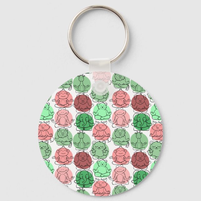 Yoga poses pattern | Yoga seamless pattern 18 Key Ring (Front)