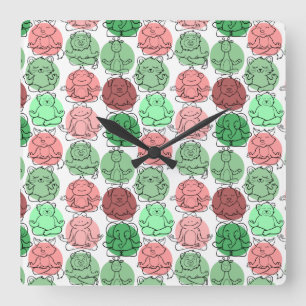 Yoga poses pattern   Yoga seamless pattern 18 Square Wall Clock