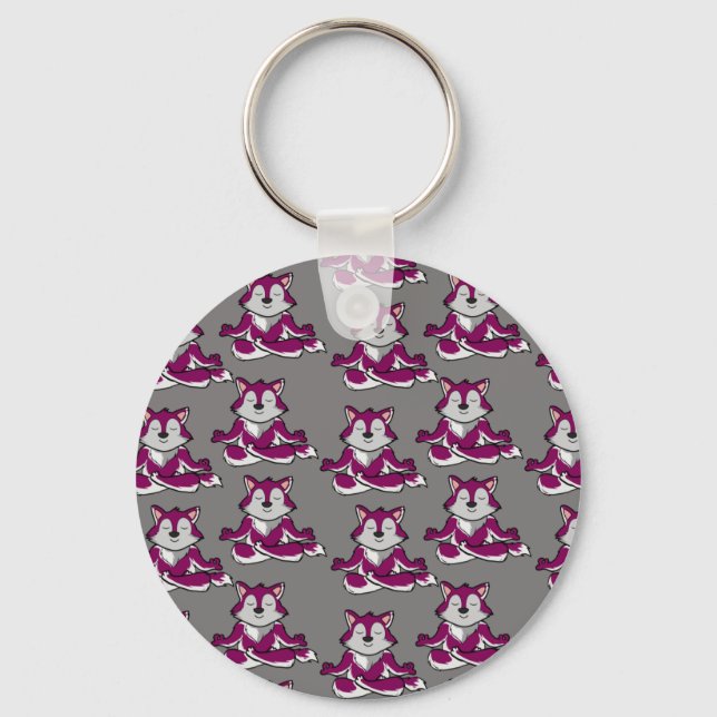 Yoga poses pattern | Yoga seamless pattern 20 Key Ring (Front)