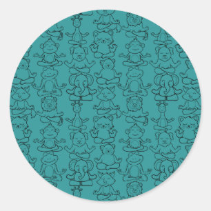 Yoga poses pattern   Yoga seamless pattern 21 Classic Round Sticker
