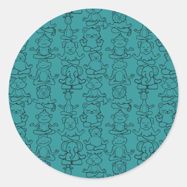 Yoga poses pattern | Yoga seamless pattern 21 Classic Round Sticker (Front)