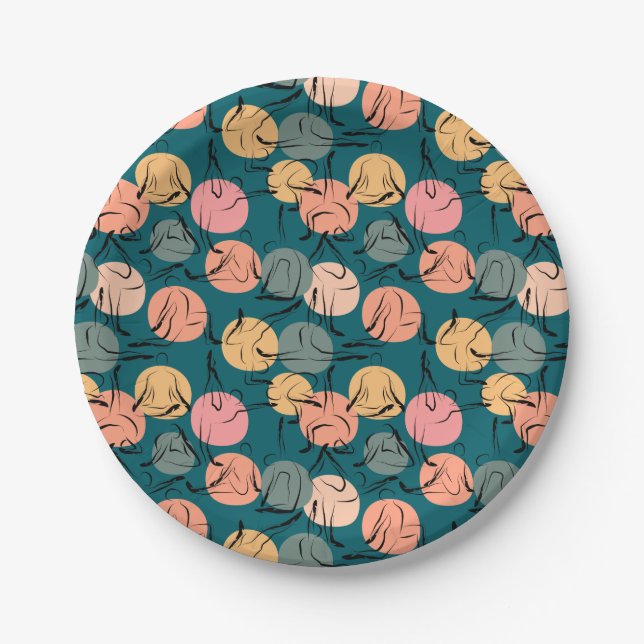 Yoga poses pattern | Yoga seamless pattern 23 Paper Plate (Front)