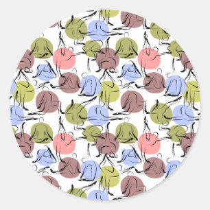Yoga poses pattern Yoga seamless pattern 25 Classic Round Sticker