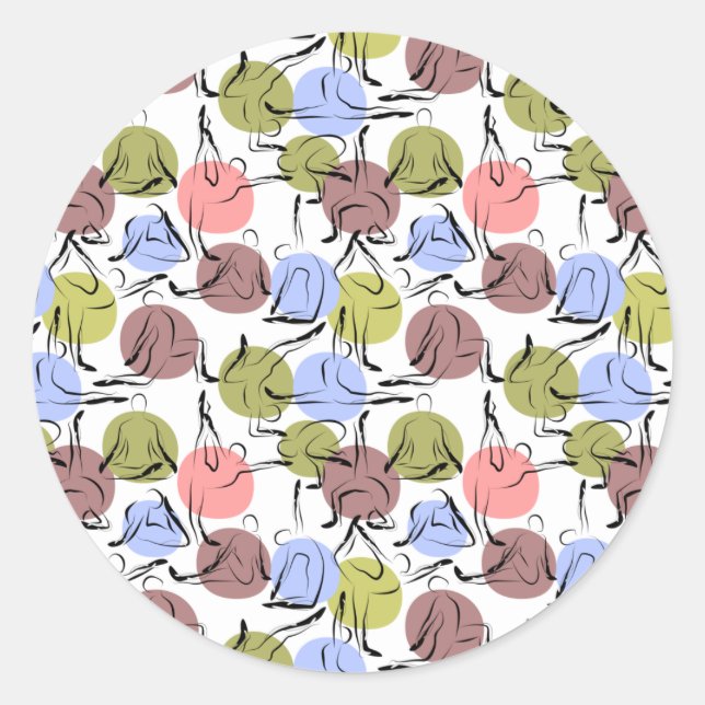 Yoga poses pattern | Yoga seamless pattern 25 Classic Round Sticker (Front)