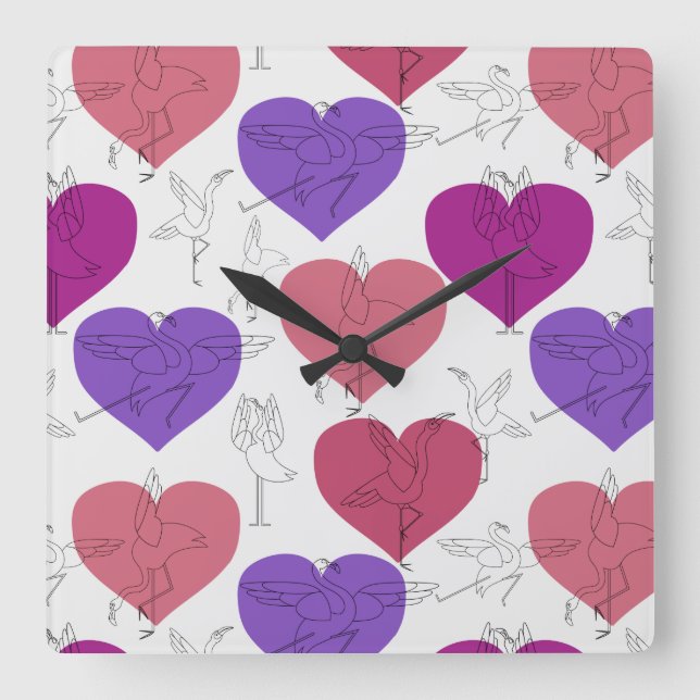 Yoga poses pattern | Yoga seamless pattern 2 Square Wall Clock (Front)