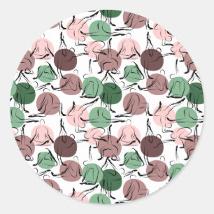 Yoga poses pattern Yoga seamless pattern 33 Classic Round Sticker