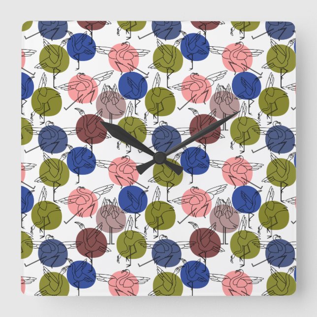 Yoga poses pattern | Yoga seamless pattern 34 Square Wall Clock (Front)