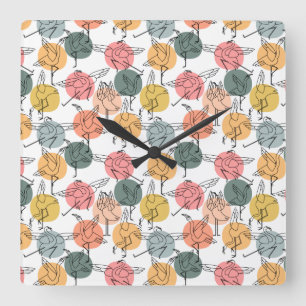 Yoga poses pattern   Yoga seamless pattern 37 Square Wall Clock