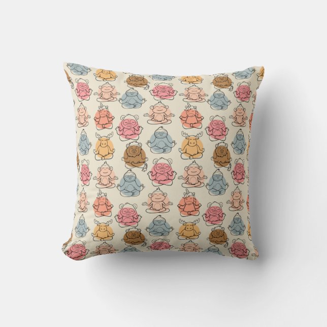 Yoga poses pattern | Yoga seamless pattern 42 Cushion (Front)